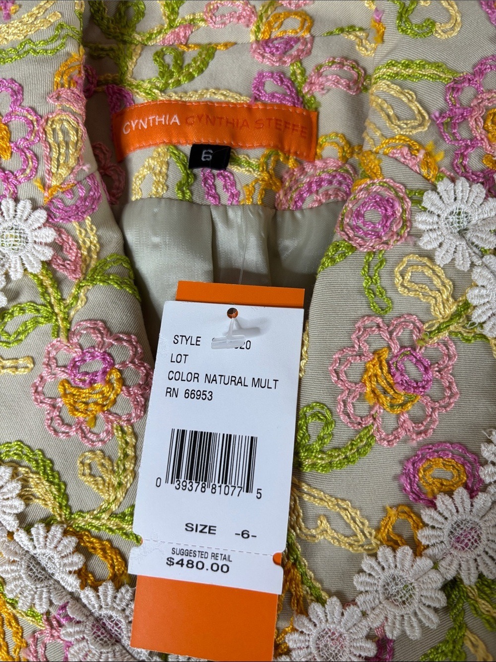 Cynthia Steffe Floral Embroidered Daisy-Trim Jacket Size 6 NWT - Picture 2 of 11